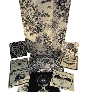Halloween Napkins Gothic Themed Black & White Lot Of 12 For Collage Mixed Media